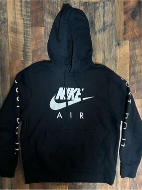 Nike Air Hoodie Men Large Black Just Do It Spell Out Logo Pullover